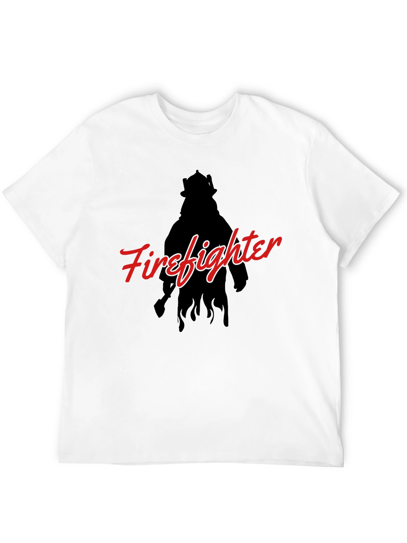Firefighter Silhouette Graphic T-Shirt - Black
