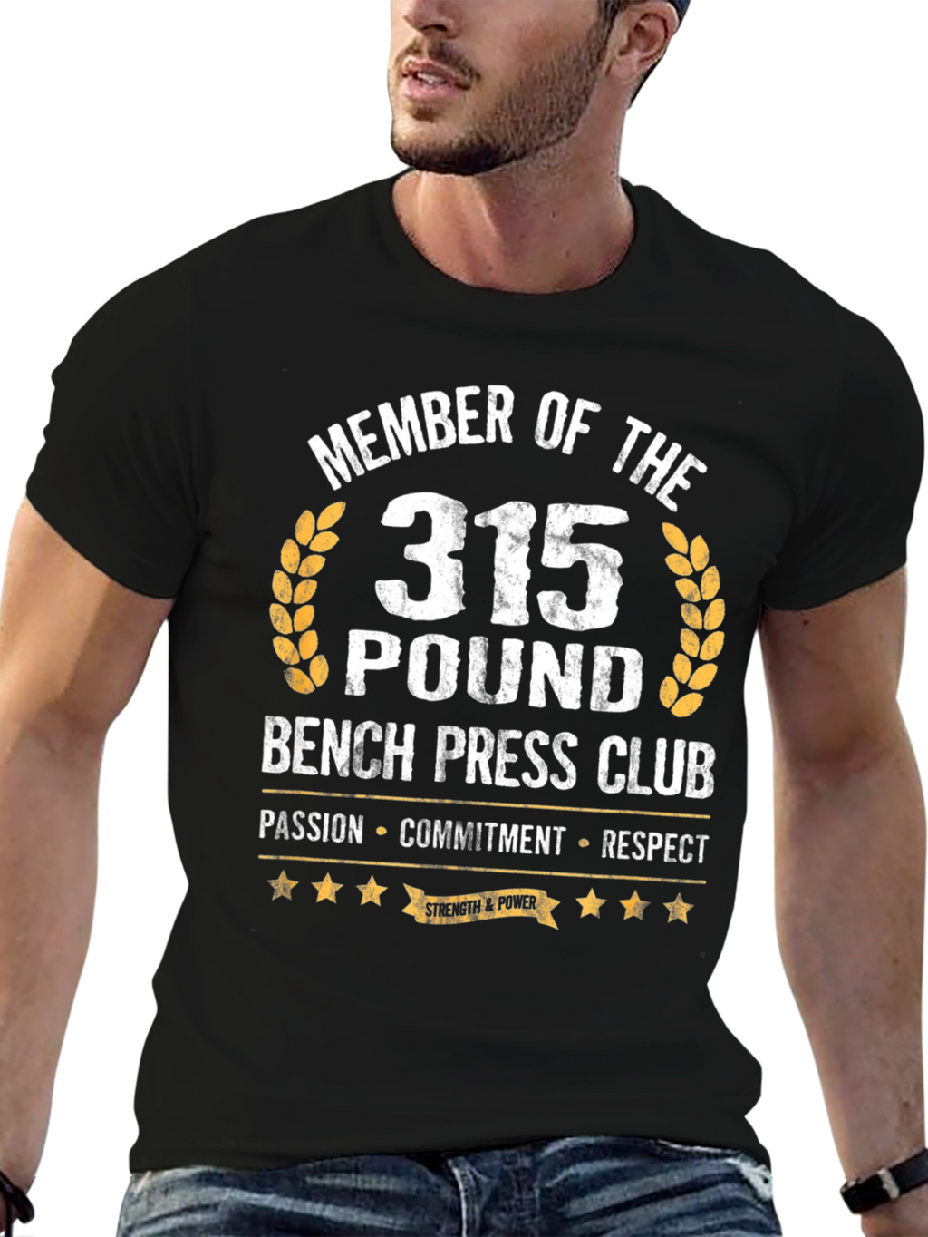 315 Bench Press Club T-Shirt - Passion Commitment Respect