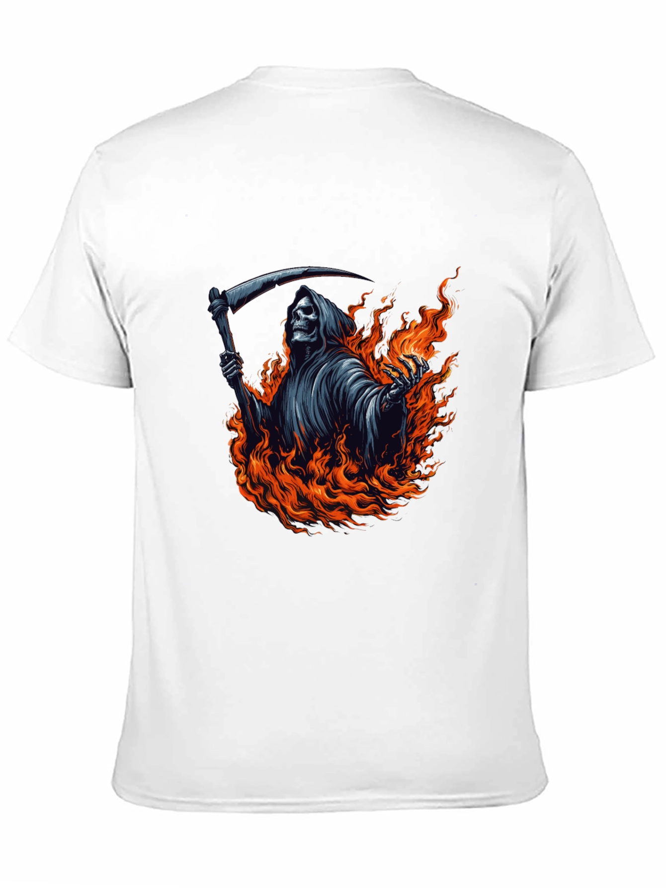 Grim Reaper Fire Graphic Tee - Black Cotton T-Shirt