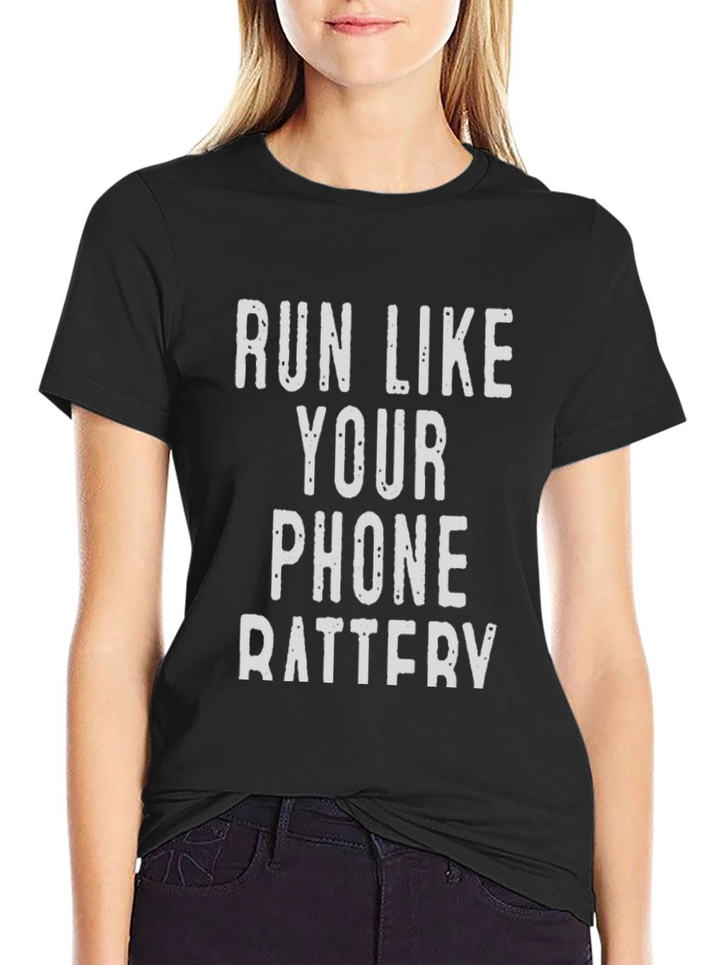 Run Like Your Phone Battery Funny Sarcastic T-Shirt