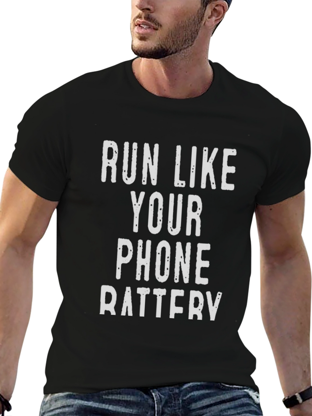 Run Like Your Phone Battery Funny Sarcastic T-Shirt