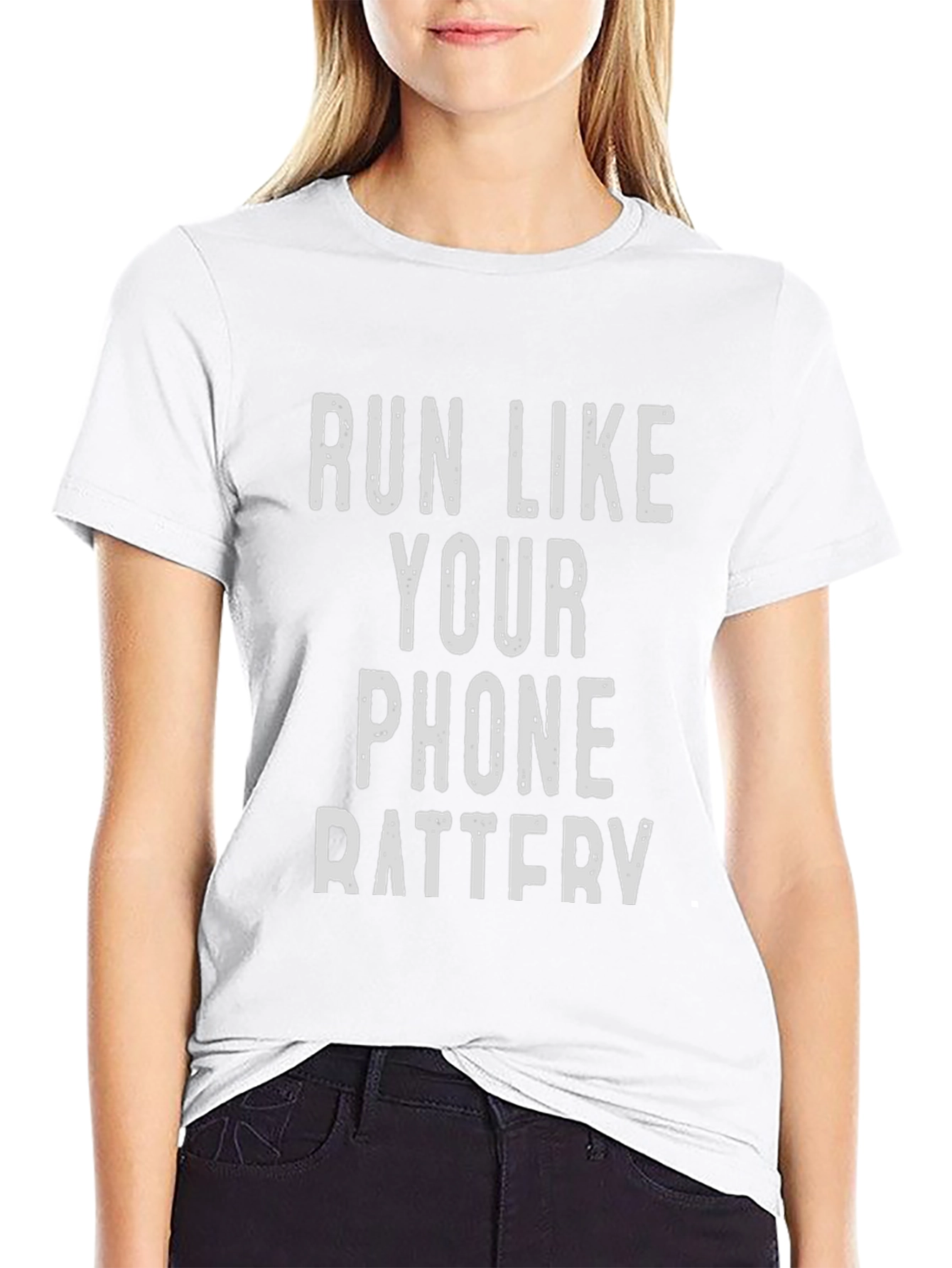 Run Like Your Phone Battery Funny Sarcastic T-Shirt