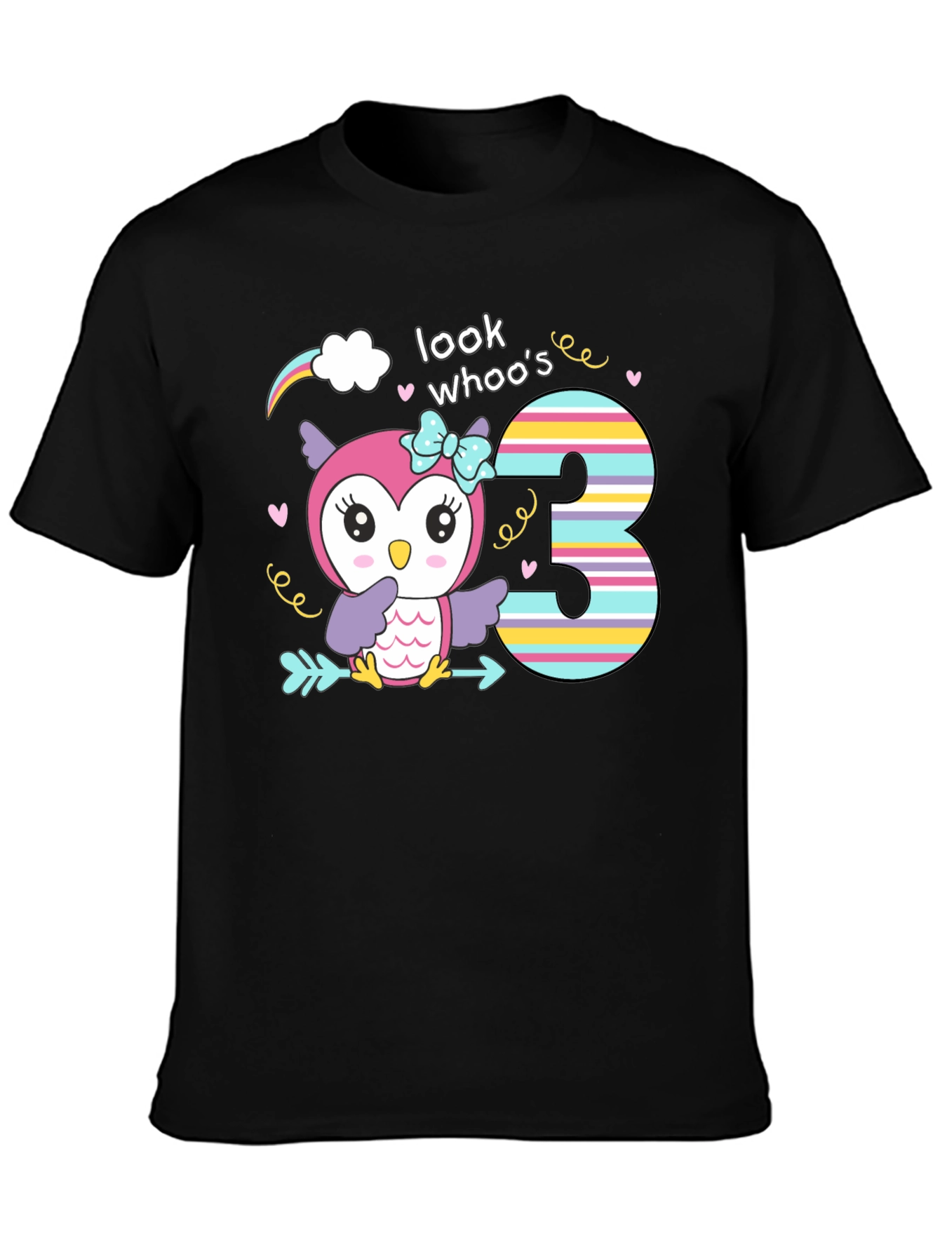 Look Whos Three Owl Birthday T-Shirt