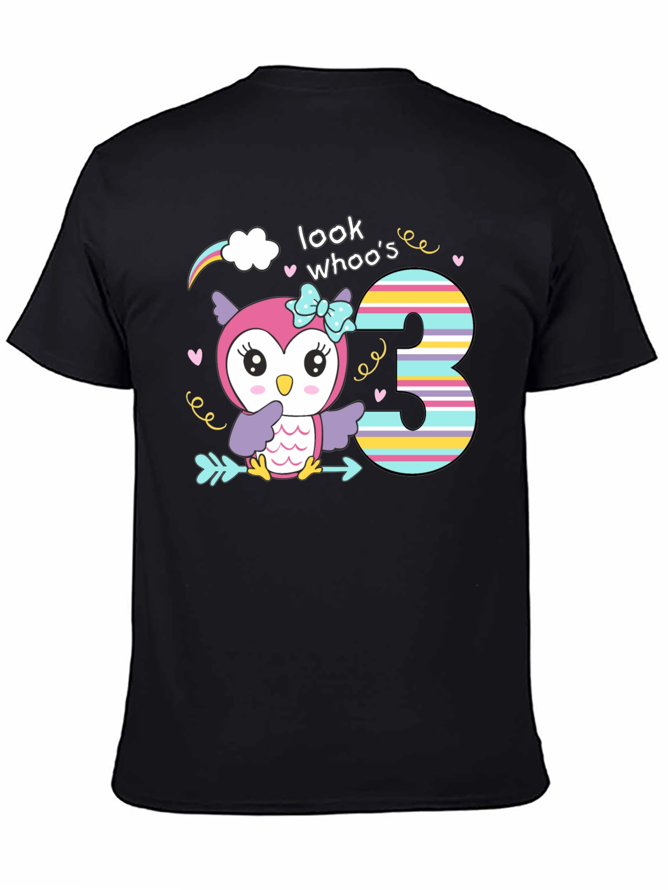 Look Whos Three Owl Birthday T-Shirt