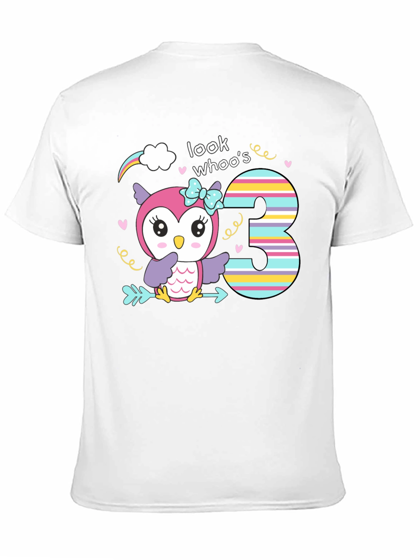 Look Whos Three Owl Birthday T-Shirt