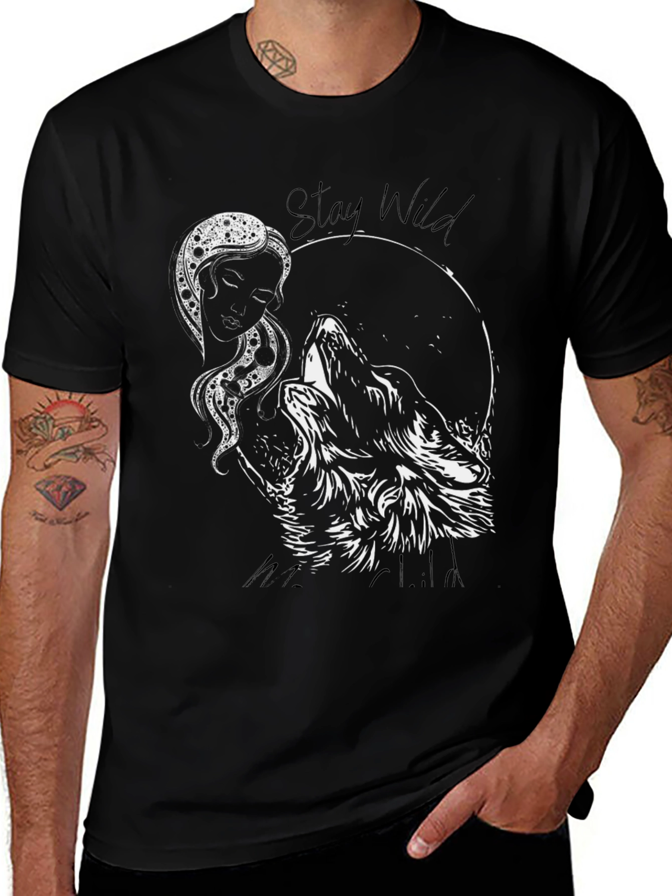 Stay Wild Moon Child Graphic Tee - Black