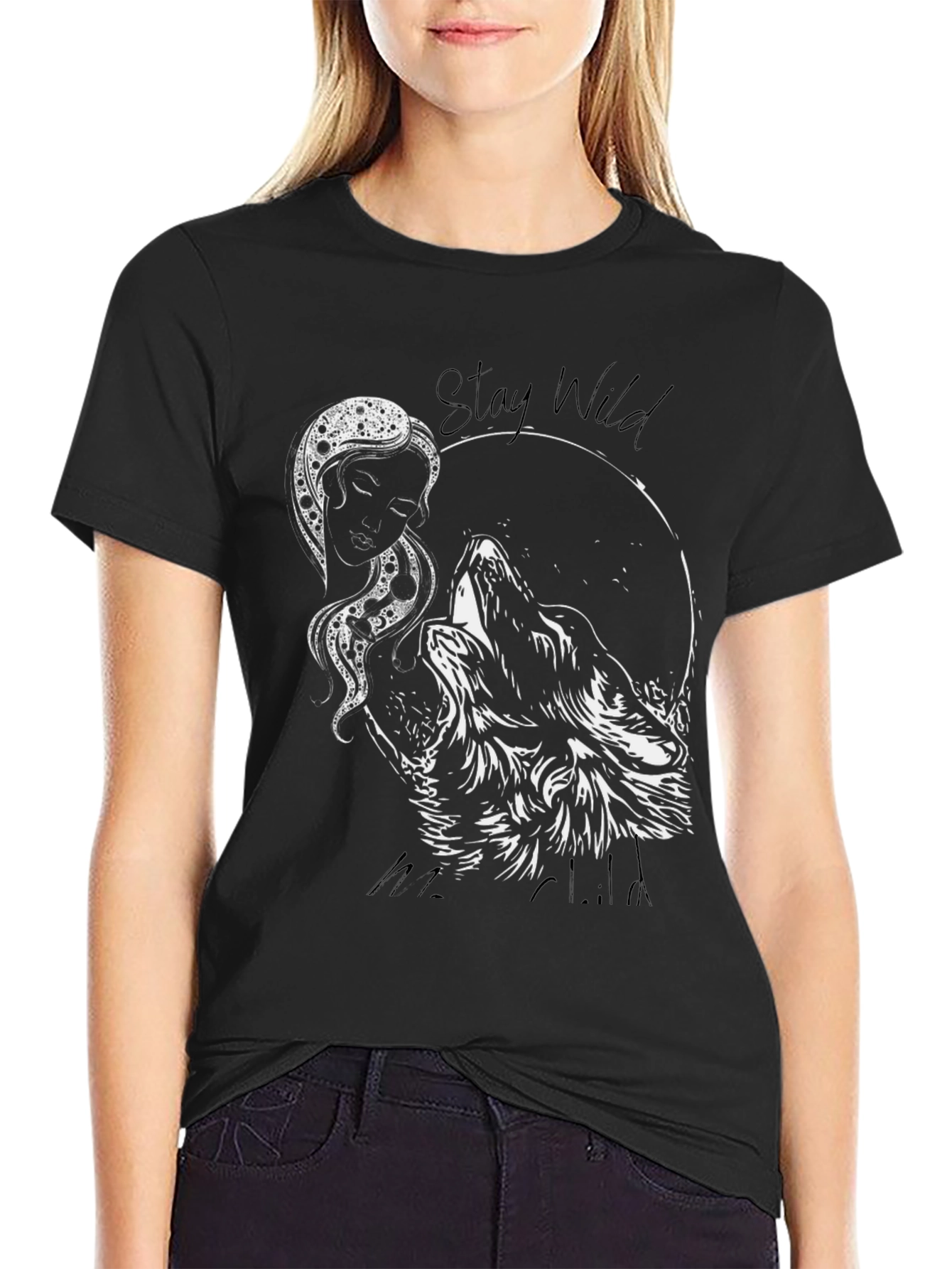 Stay Wild Moon Child Graphic Tee - Black