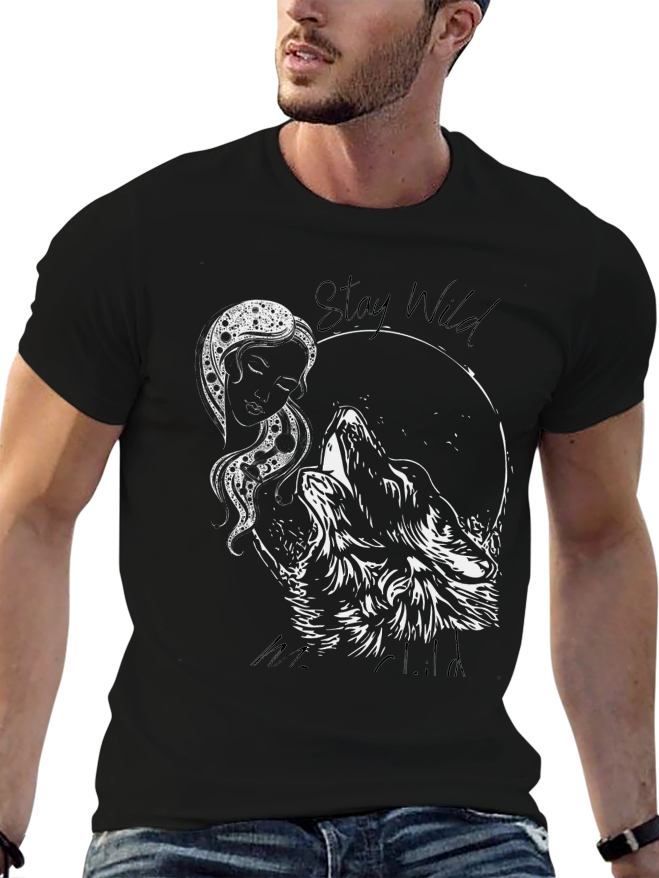 Stay Wild Moon Child Graphic Tee - Black
