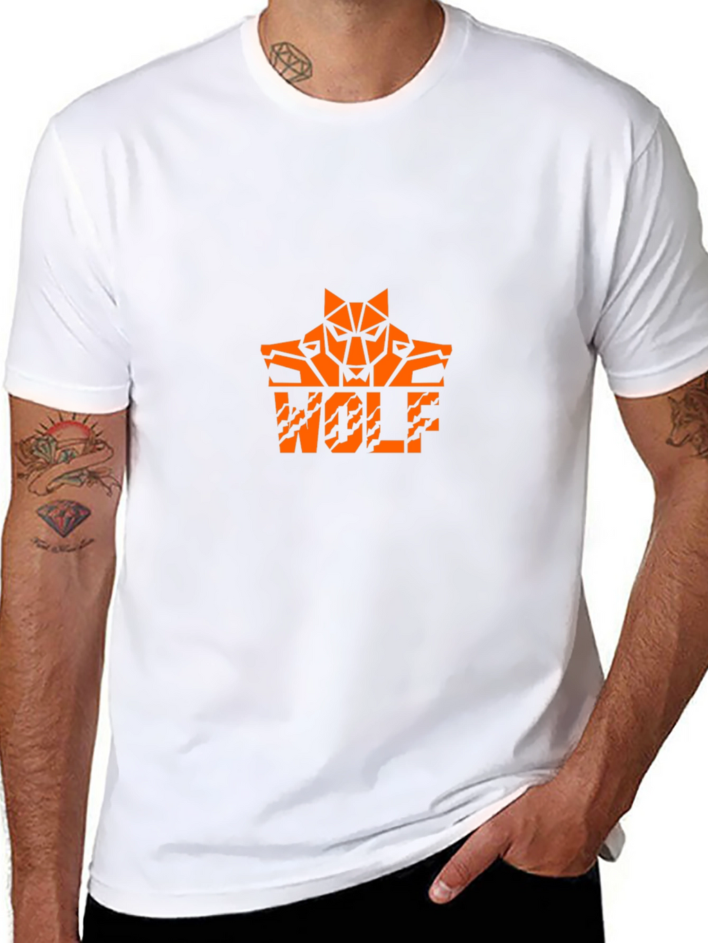 Wolf Graphic Tee - Cool Orange Design
