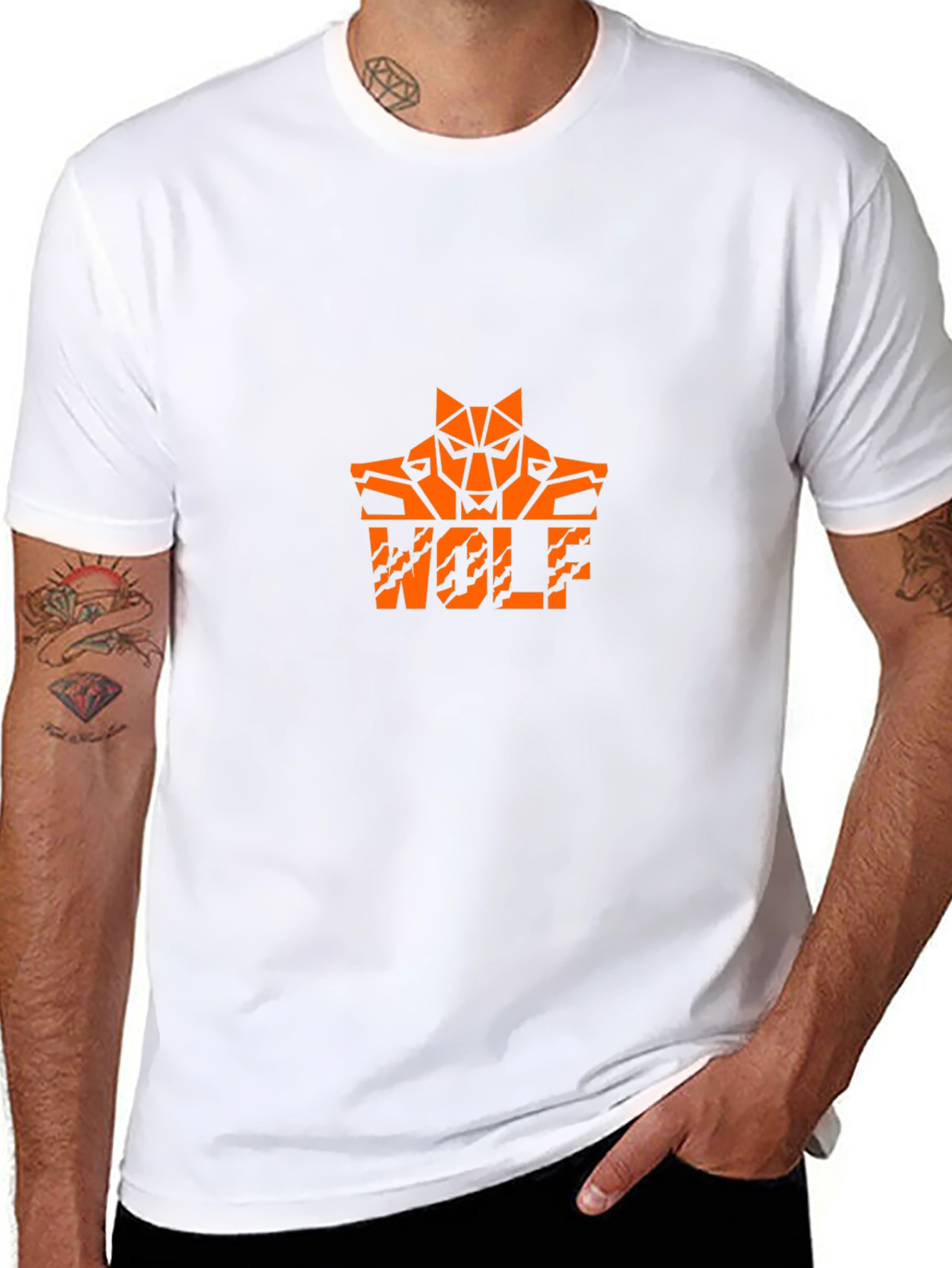 Wolf Graphic Tee - Cool Orange Design