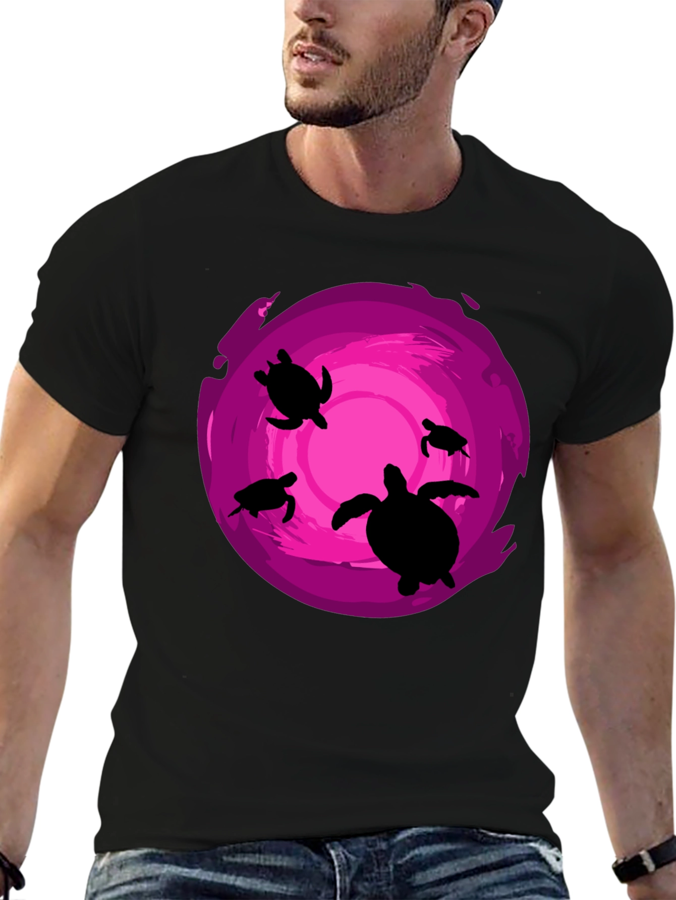Turtle Silhouette Graphic Tee - Ocean Lover Shirt