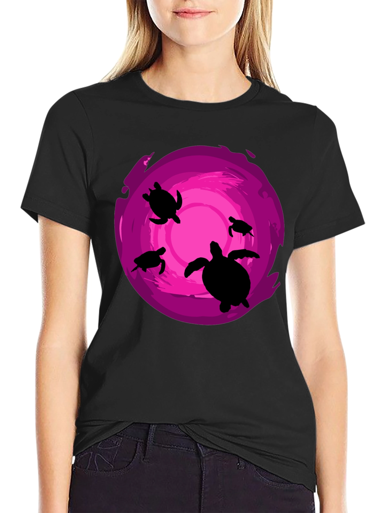 Turtle Silhouette Graphic Tee - Ocean Lover Shirt