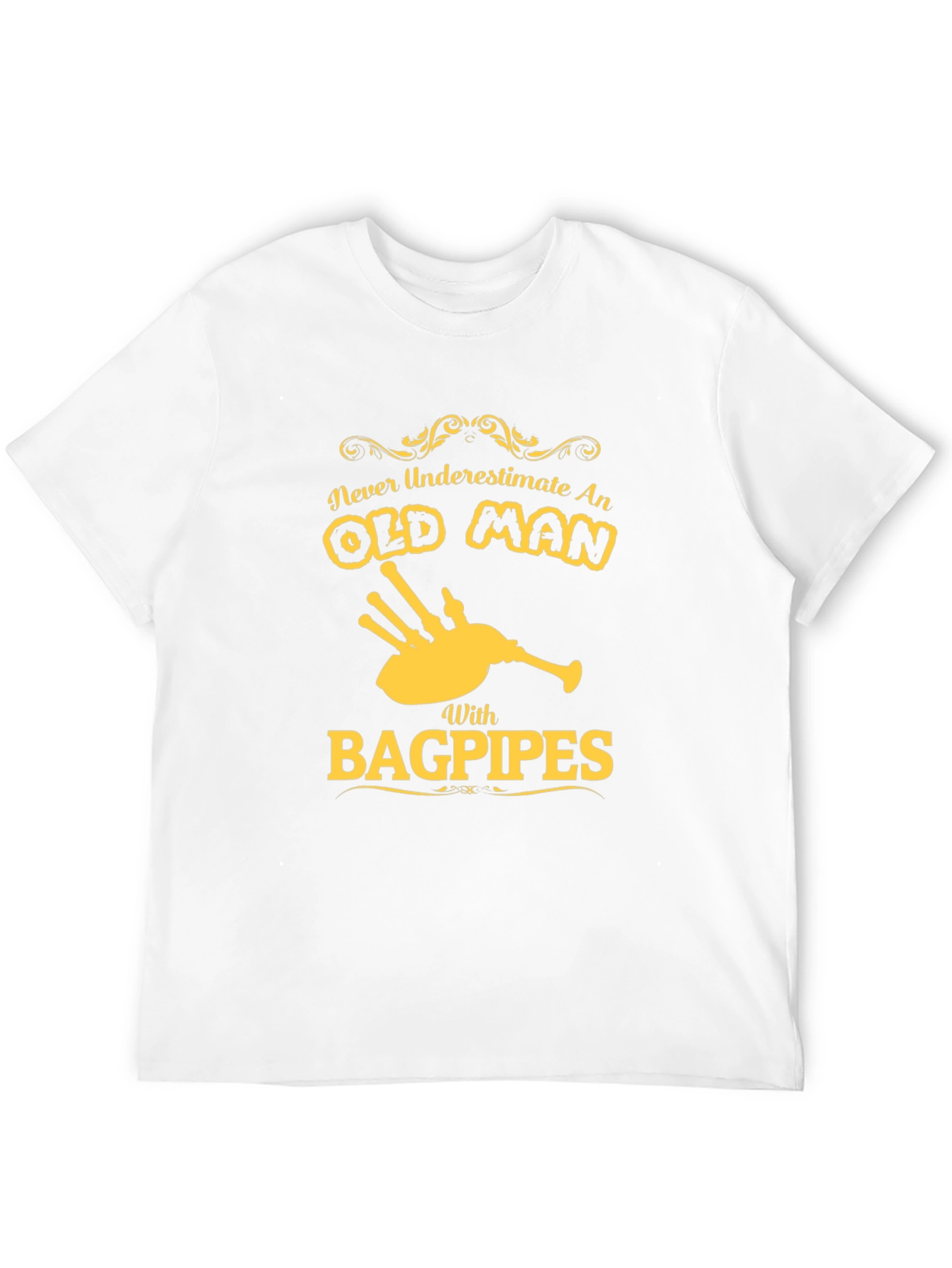 Never Underestimate an Old Man with Bagpipes T-Shirt