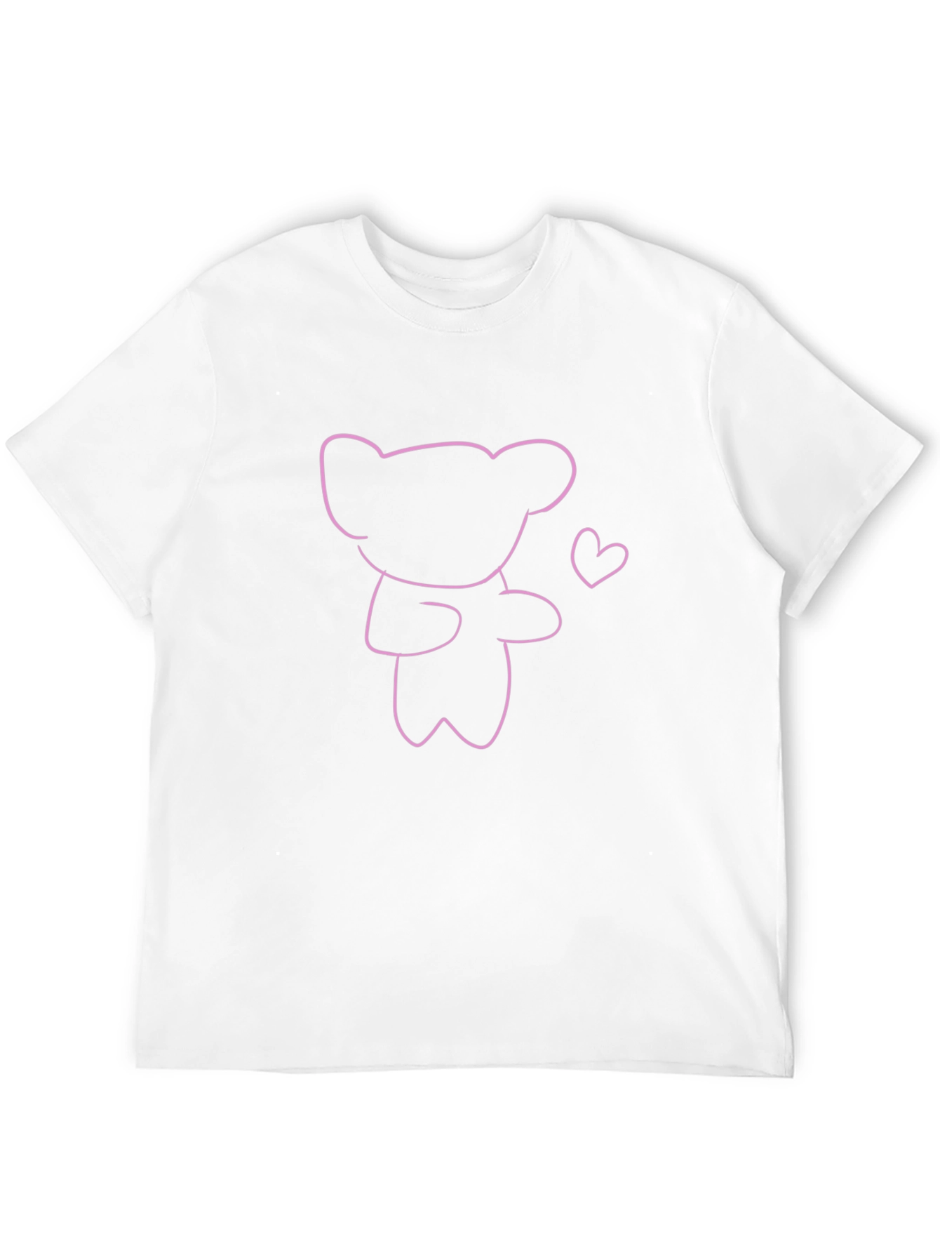 Cute Bear Outline T-Shirt - Trendy Casual Top