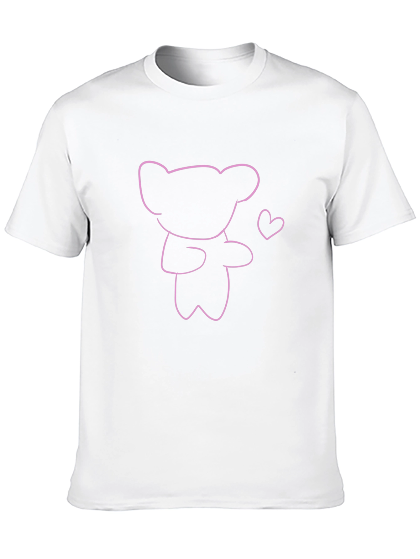 Cute Bear Outline T-Shirt - Trendy Casual Top