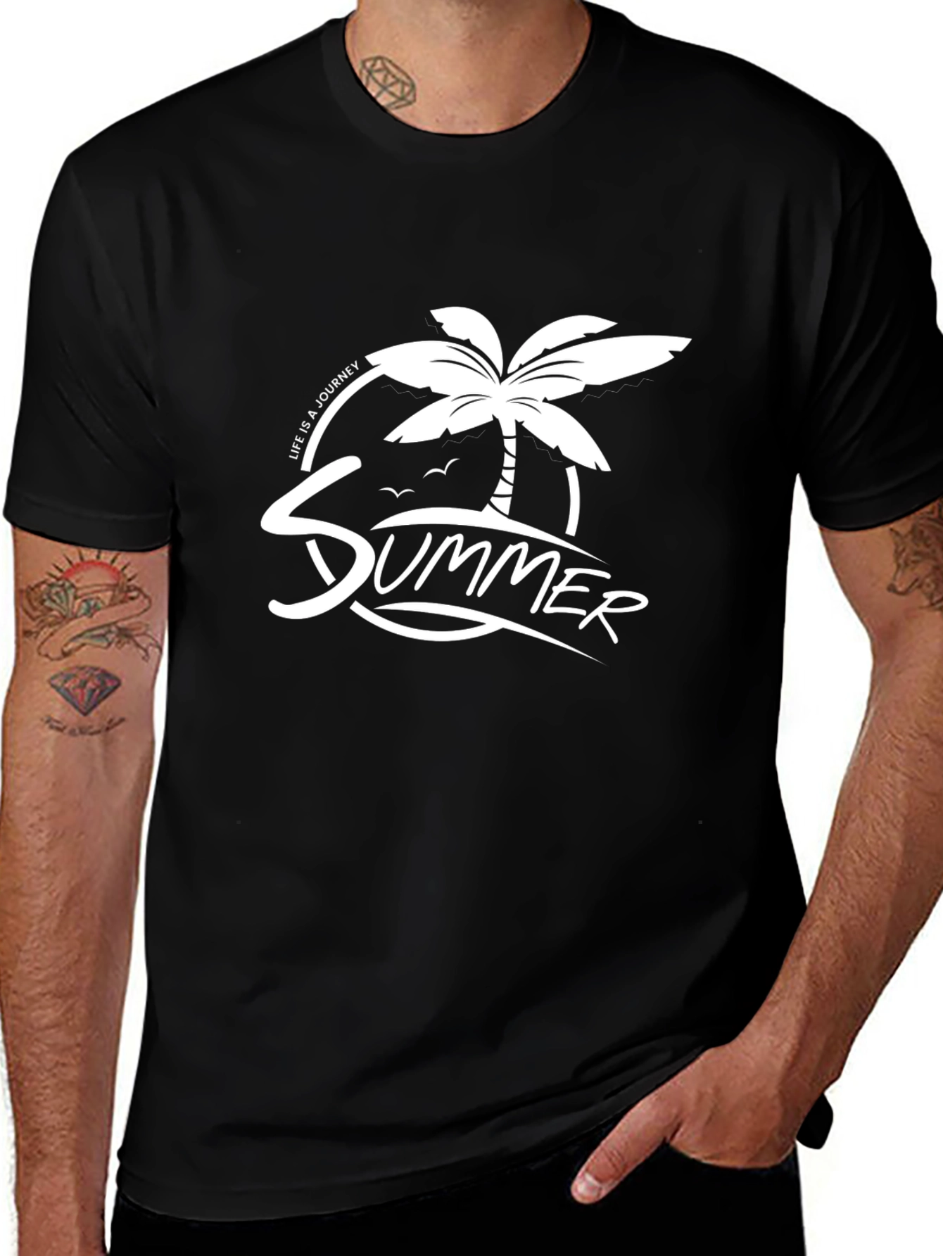 Summer Vibes Black T-Shirt - Palm Tree Graphic Tee
