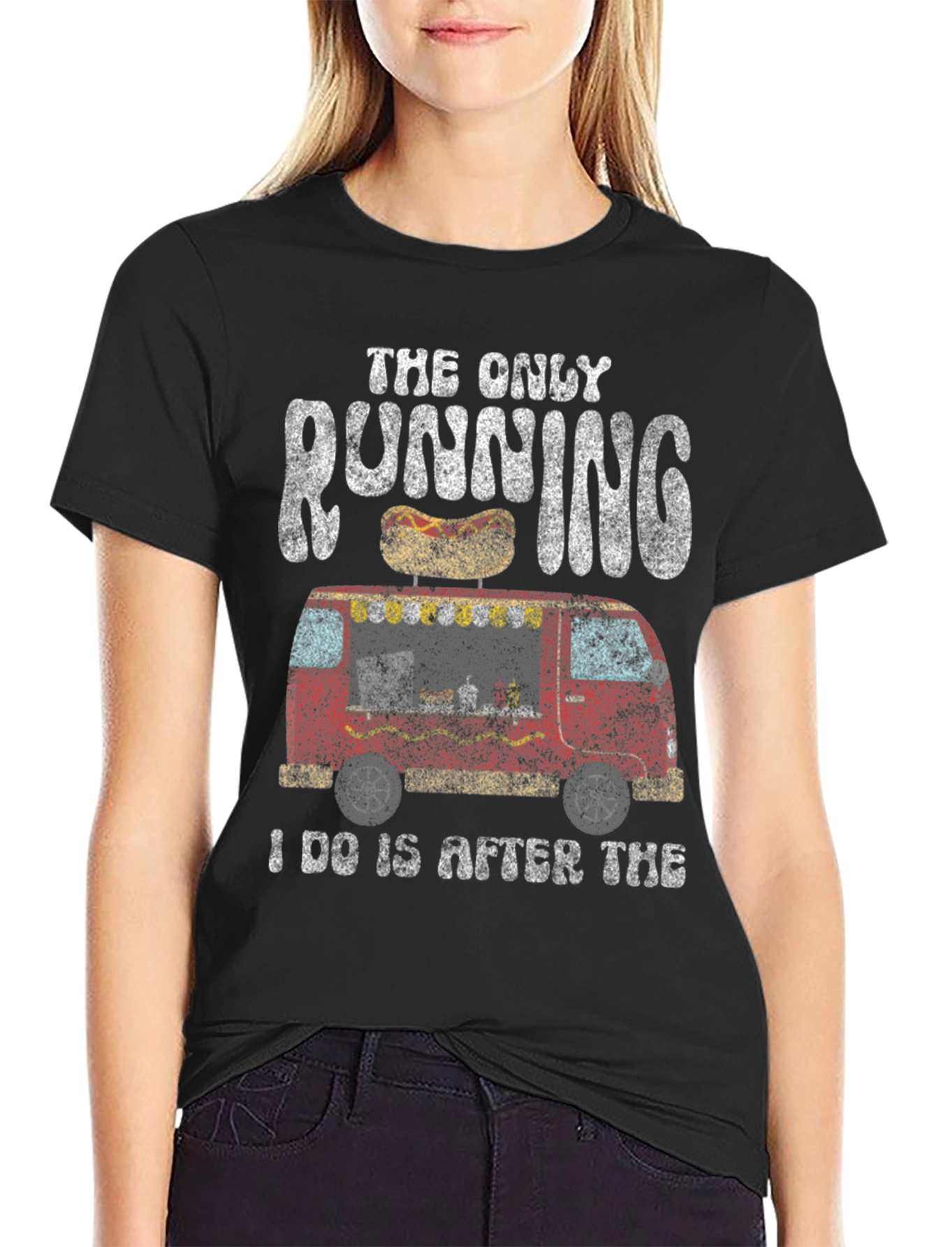 Funny Hot Dog T-Shirt - The Only Running I Do