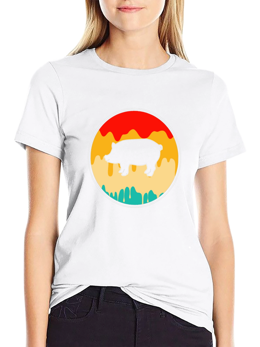 Retro Pig Graphic T-Shirt - Black Cotton Tee