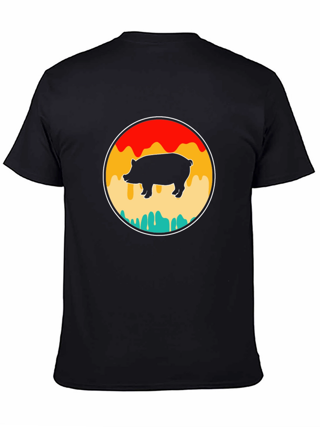 Retro Pig Graphic T-Shirt - Black Cotton Tee