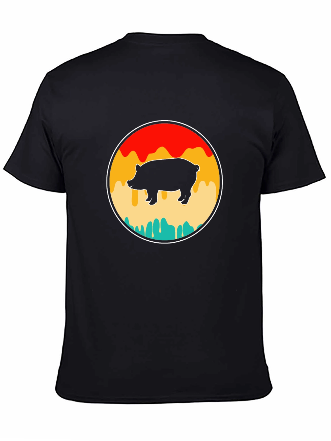 Retro Pig Graphic T-Shirt - Black Cotton Tee