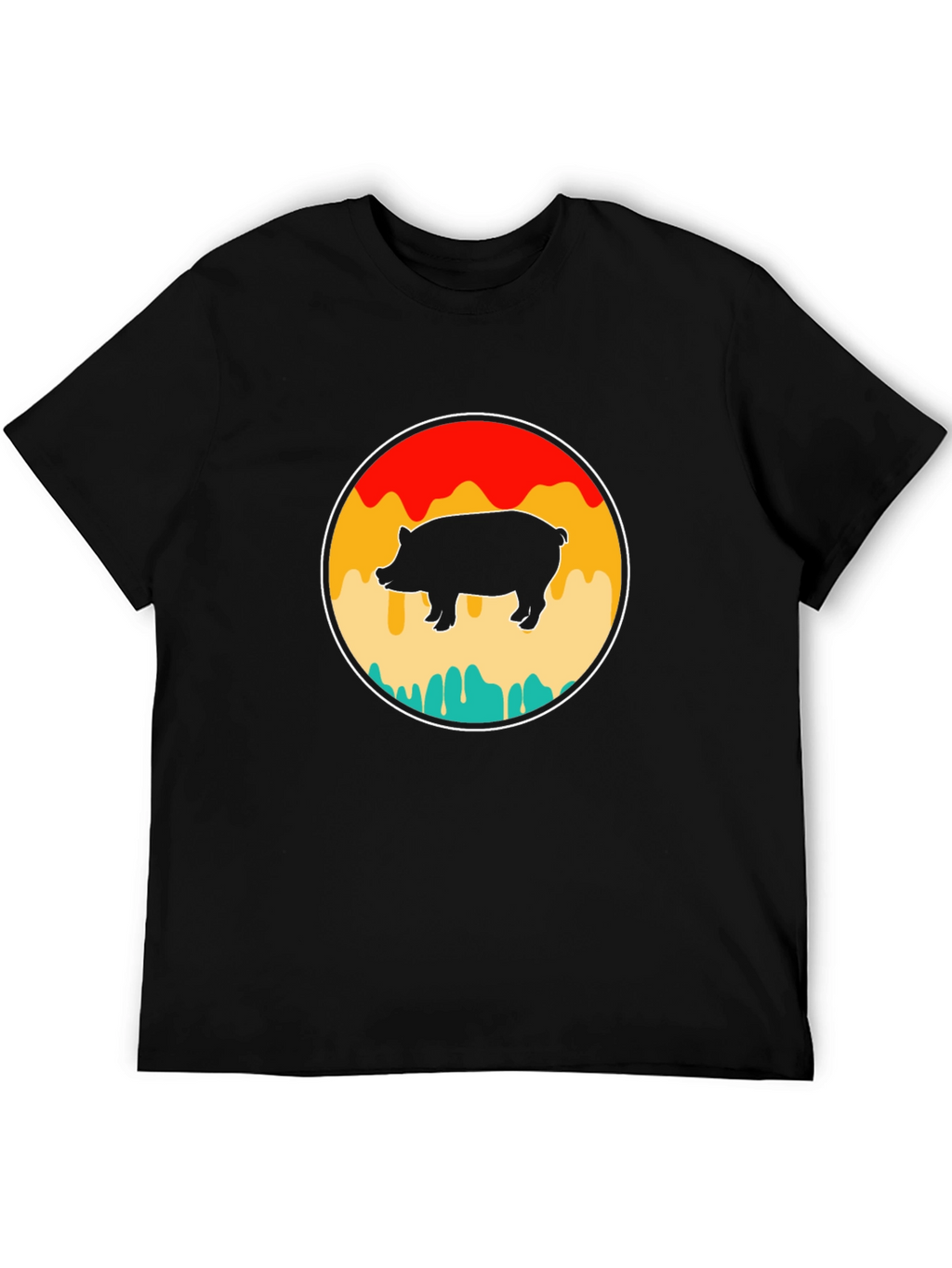 Retro Pig Graphic T-Shirt - Black Cotton Tee