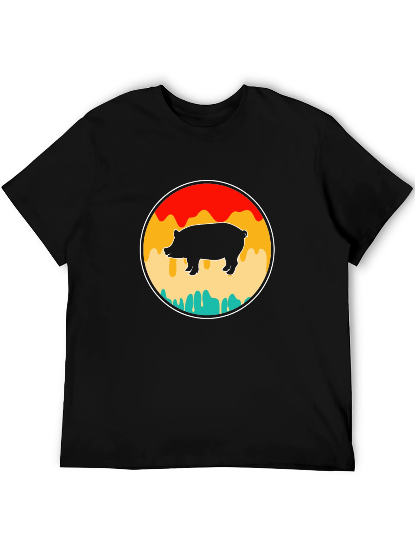 Retro Pig Graphic T-Shirt - Black Cotton Tee