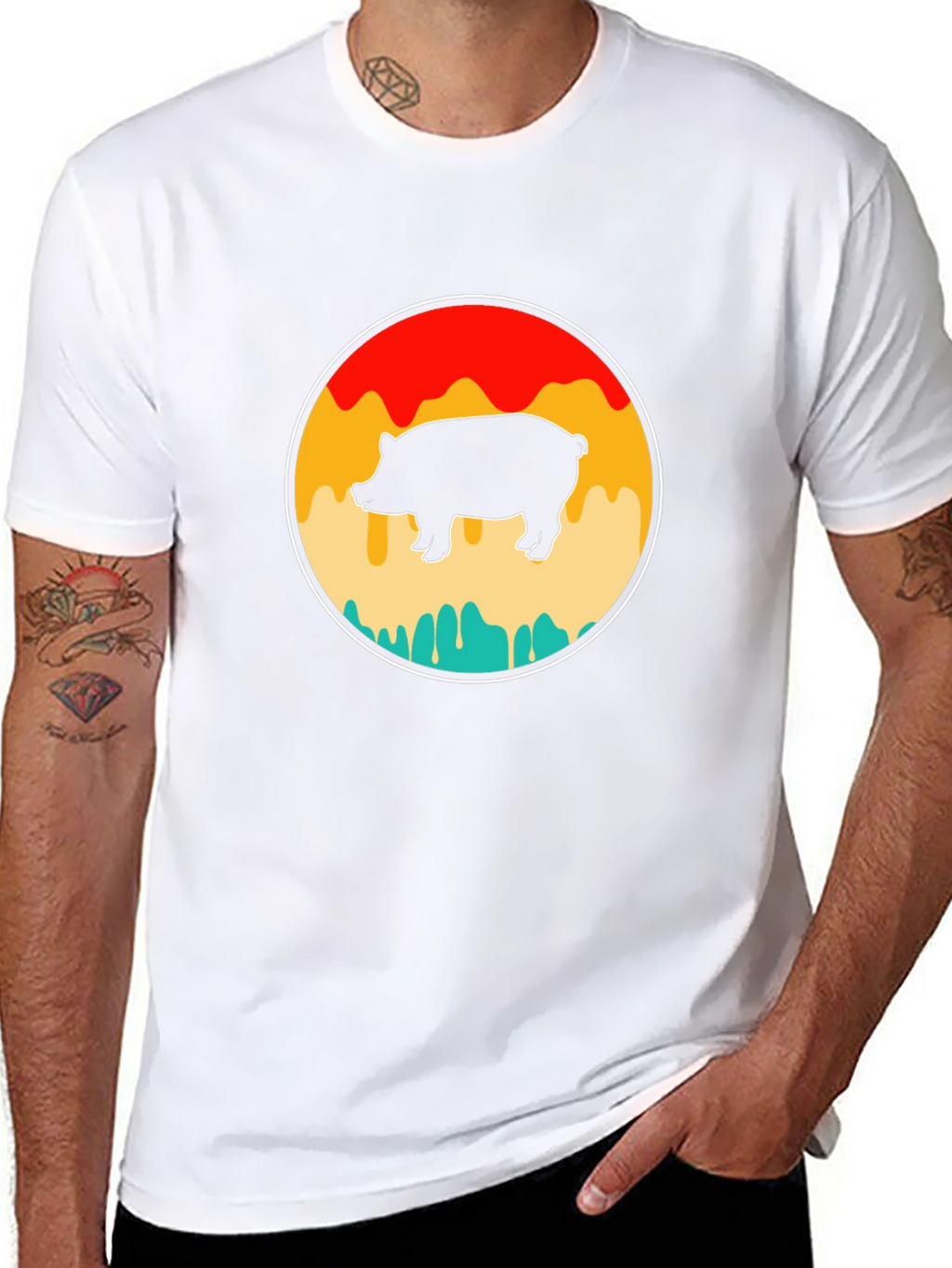 Retro Pig Graphic T-Shirt - Black Cotton Tee