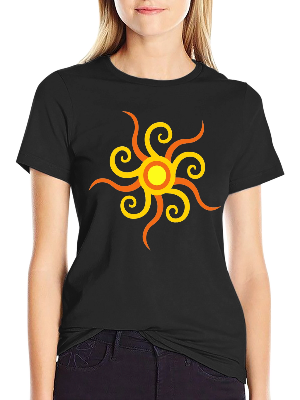 Sunburst Graphic Tee - Stylish Black Cotton Shirt