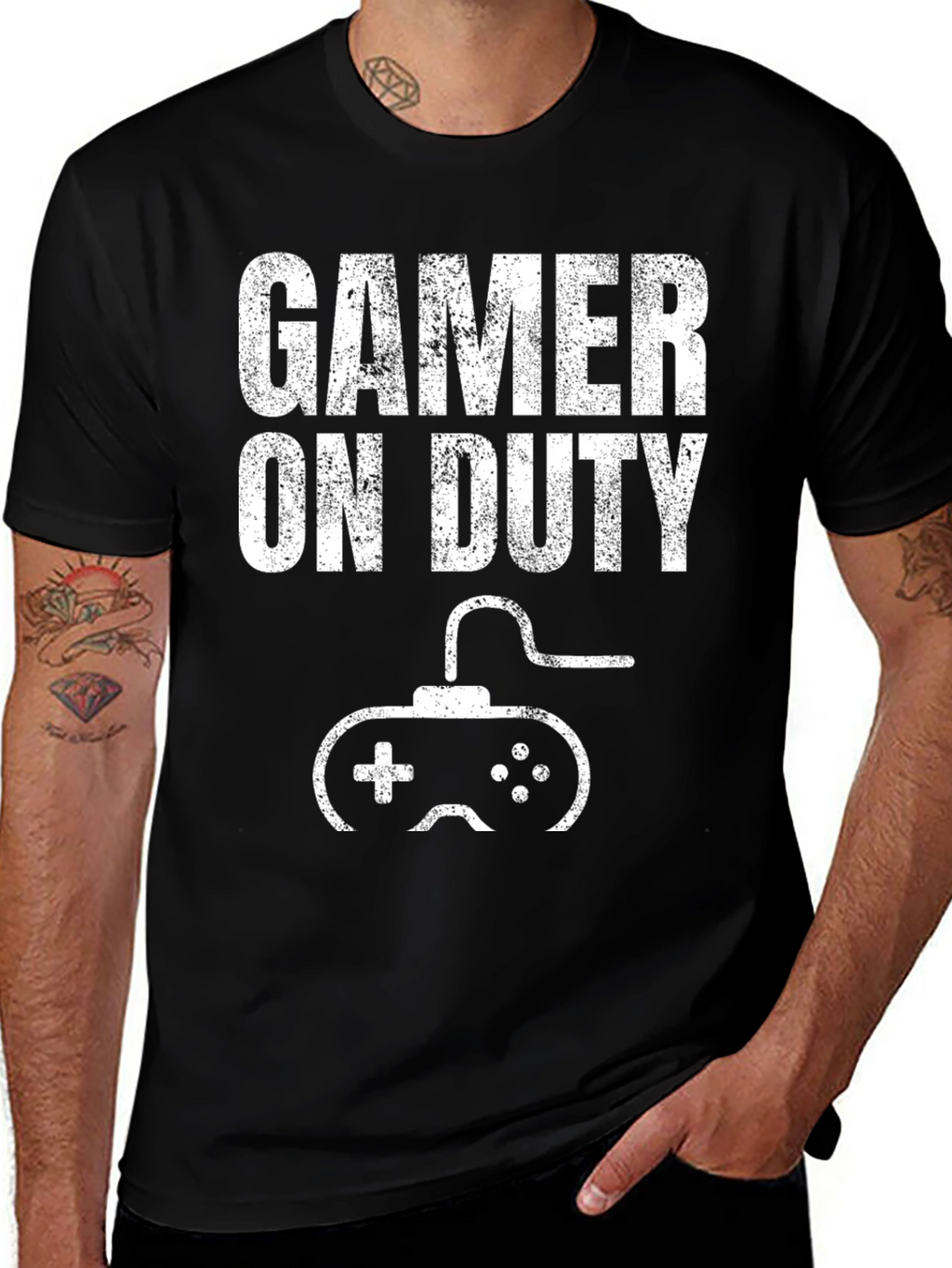 Gamer On Duty Black Graphic T-Shirt