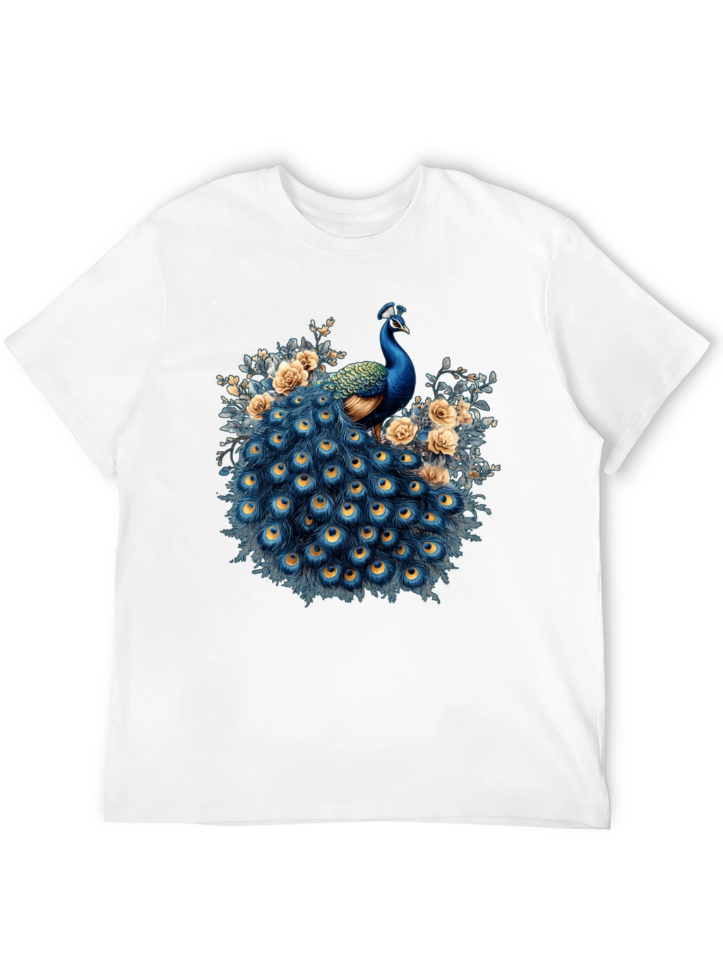 Peacock Graphic Print Black T-Shirt