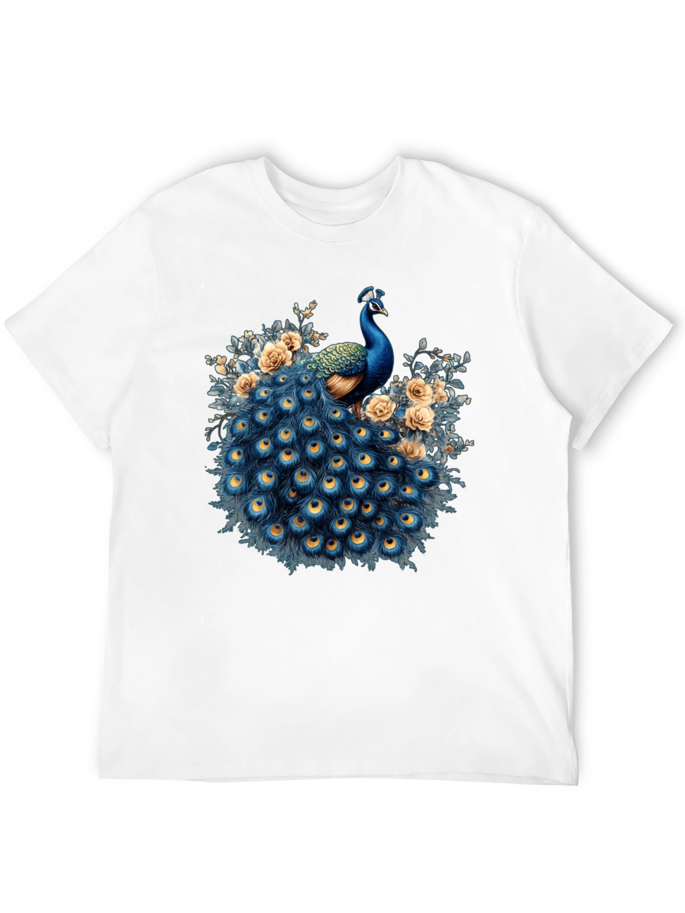 Peacock Graphic Print Black T-Shirt