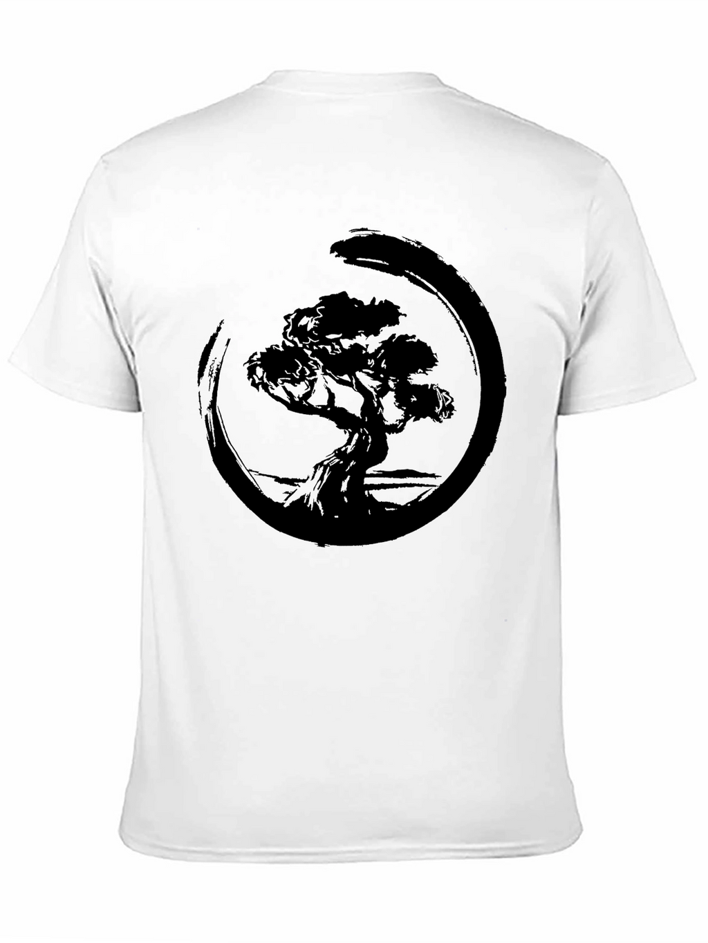 Zen Bonsai Tree Graphic Tee - Black Cotton