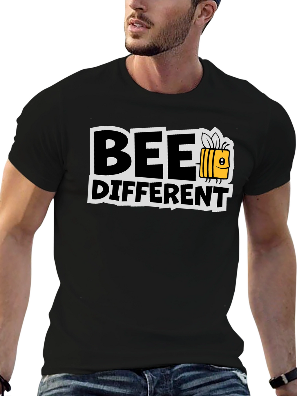 Bee Different Graphic T-Shirt Black Cotton Tee