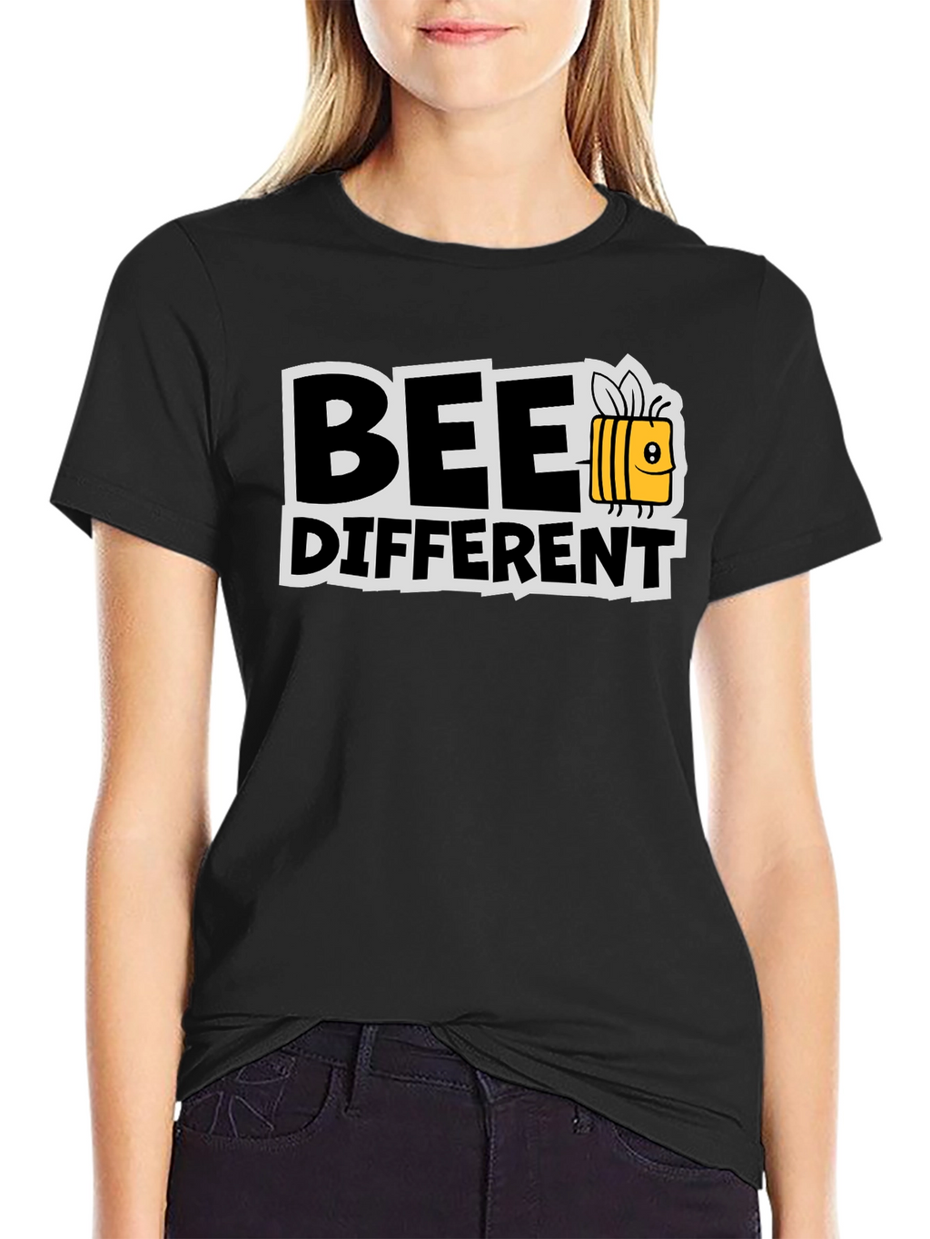 Bee Different Graphic T-Shirt Black Cotton Tee