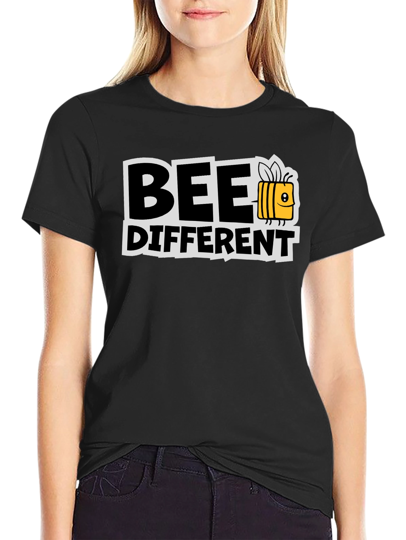 Bee Different Graphic T-Shirt Black Cotton Tee