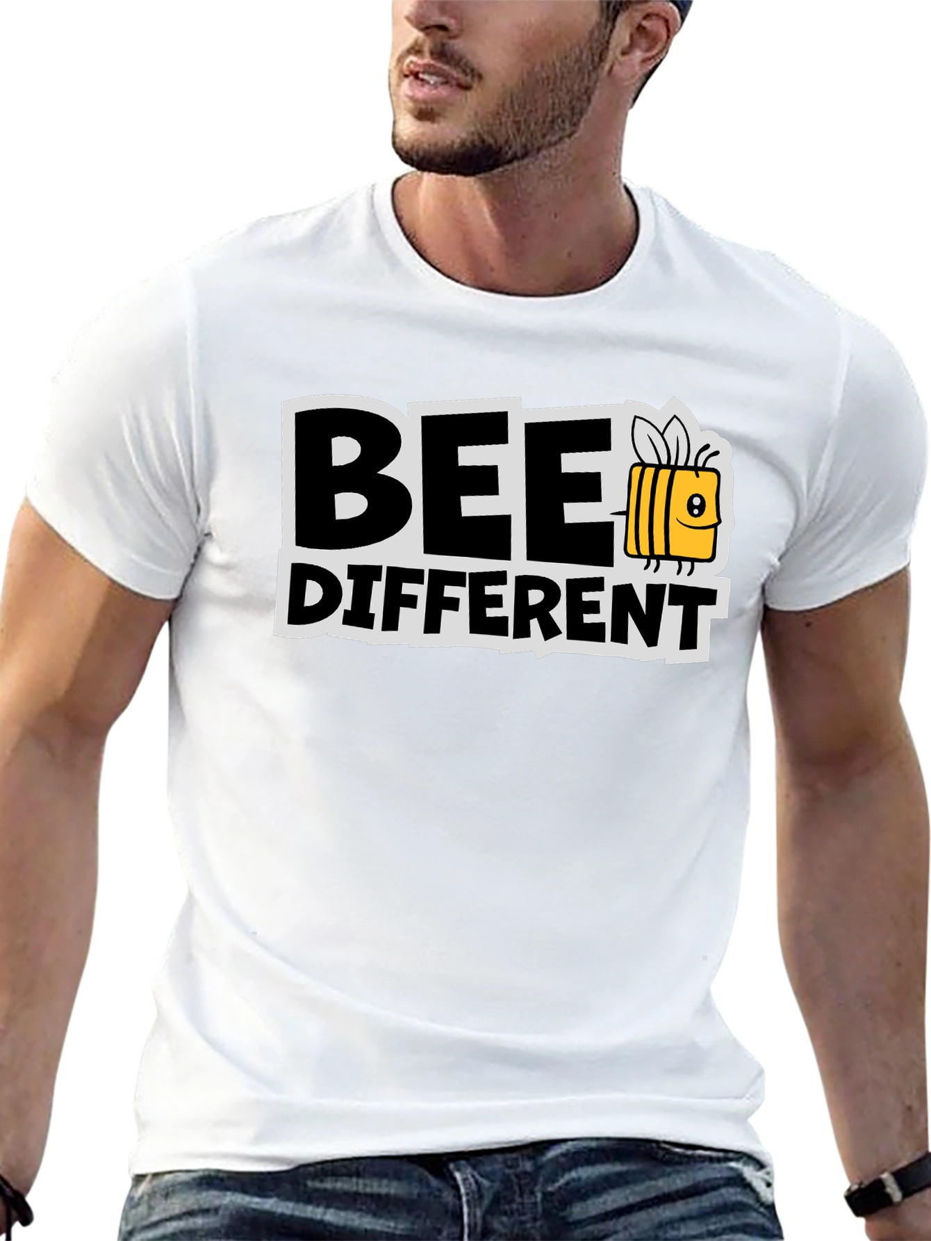 Bee Different Graphic T-Shirt Black Cotton Tee