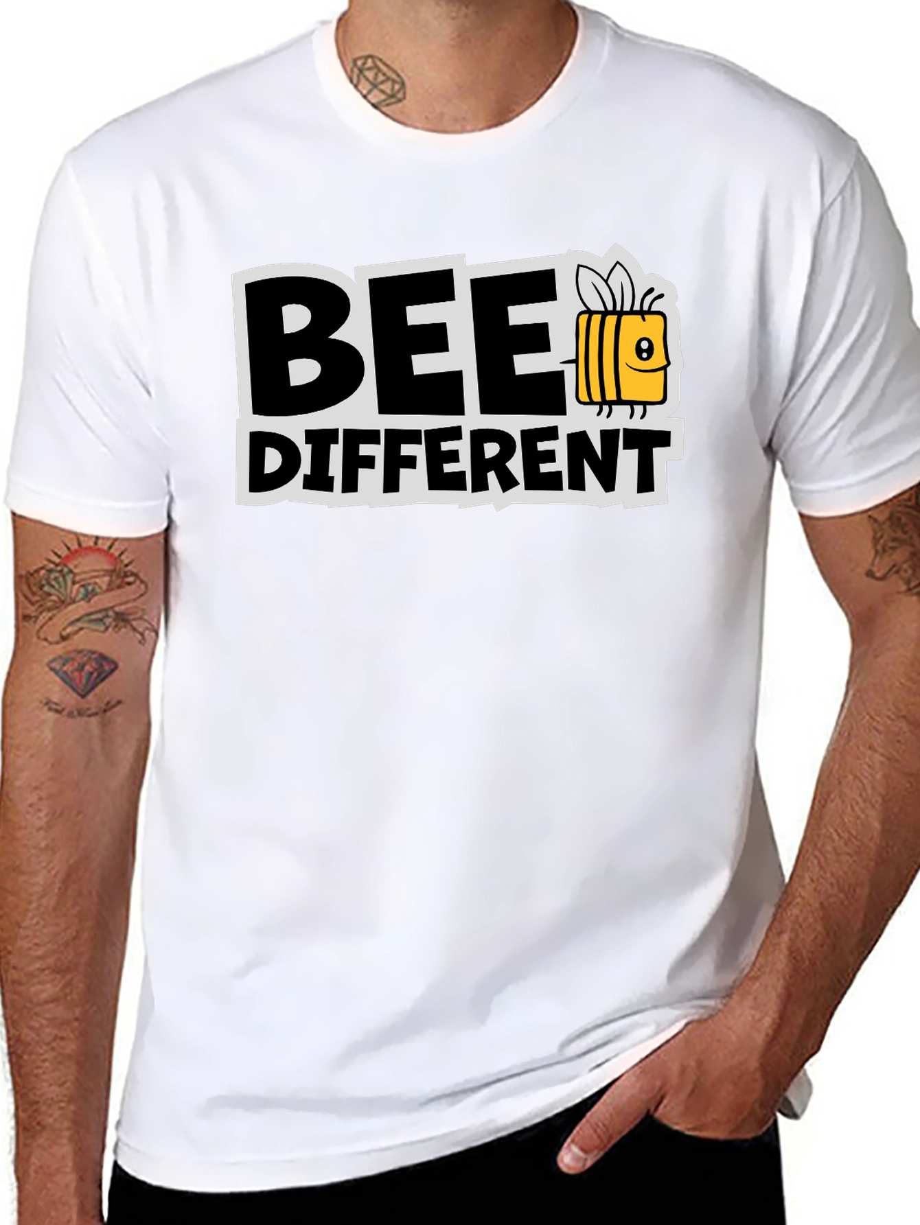 Bee Different Graphic T-Shirt Black Cotton Tee