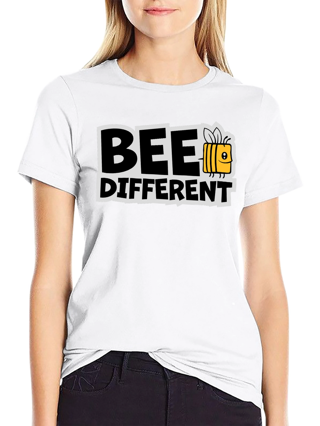 Bee Different Graphic T-Shirt Black Cotton Tee