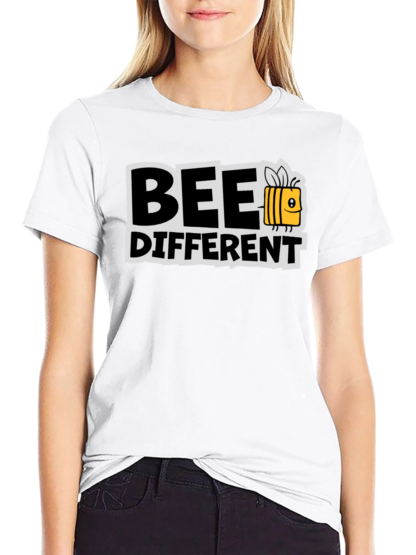 Bee Different Graphic T-Shirt Black Cotton Tee