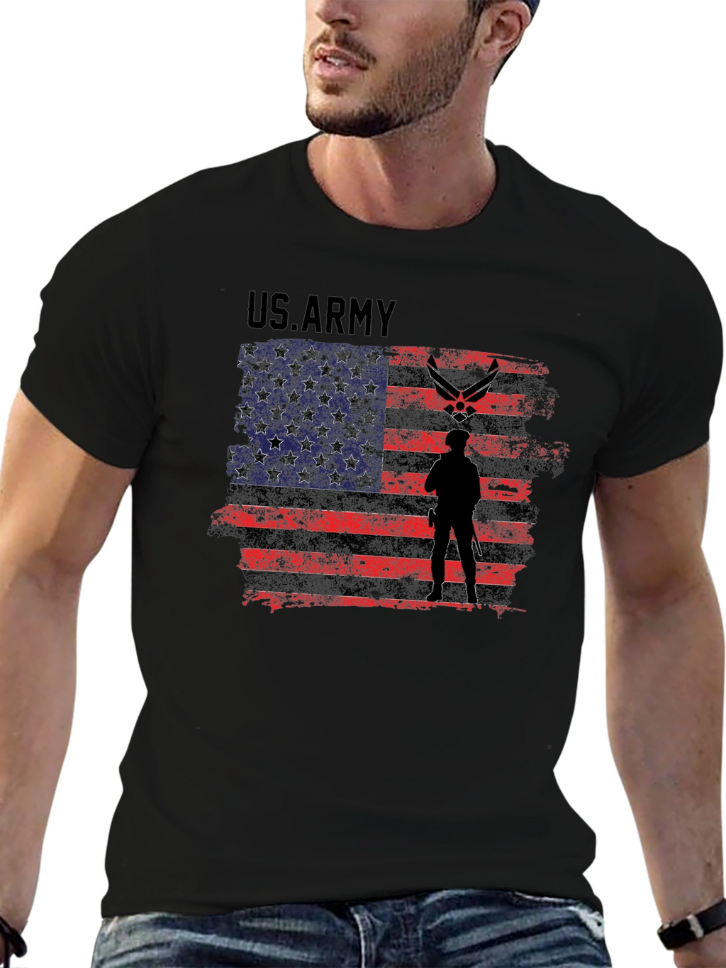 US Army American Flag Graphic T-Shirt