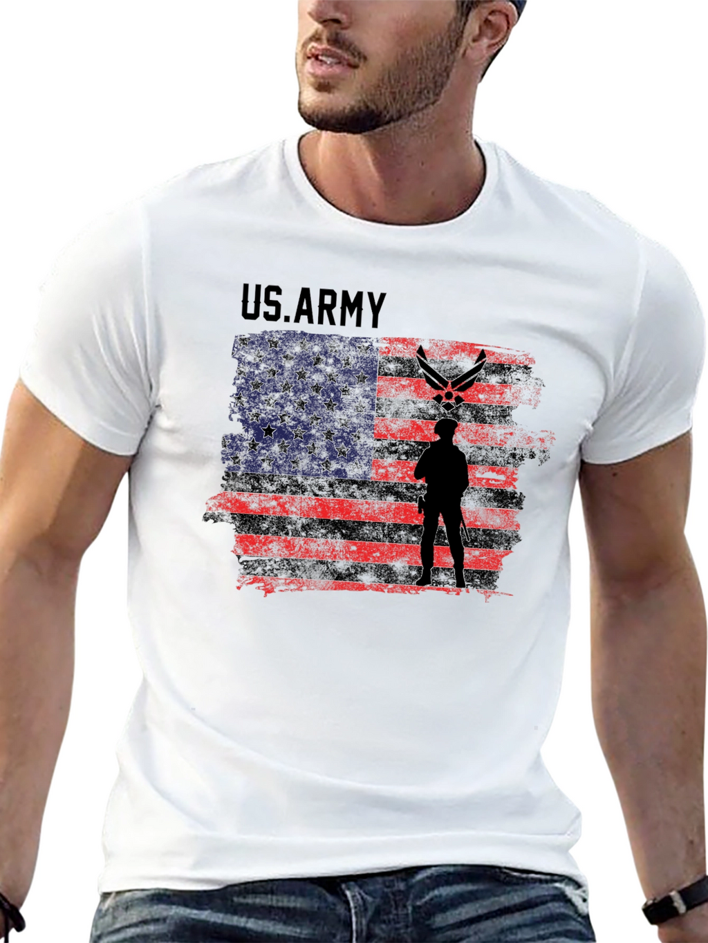 US Army American Flag Graphic T-Shirt