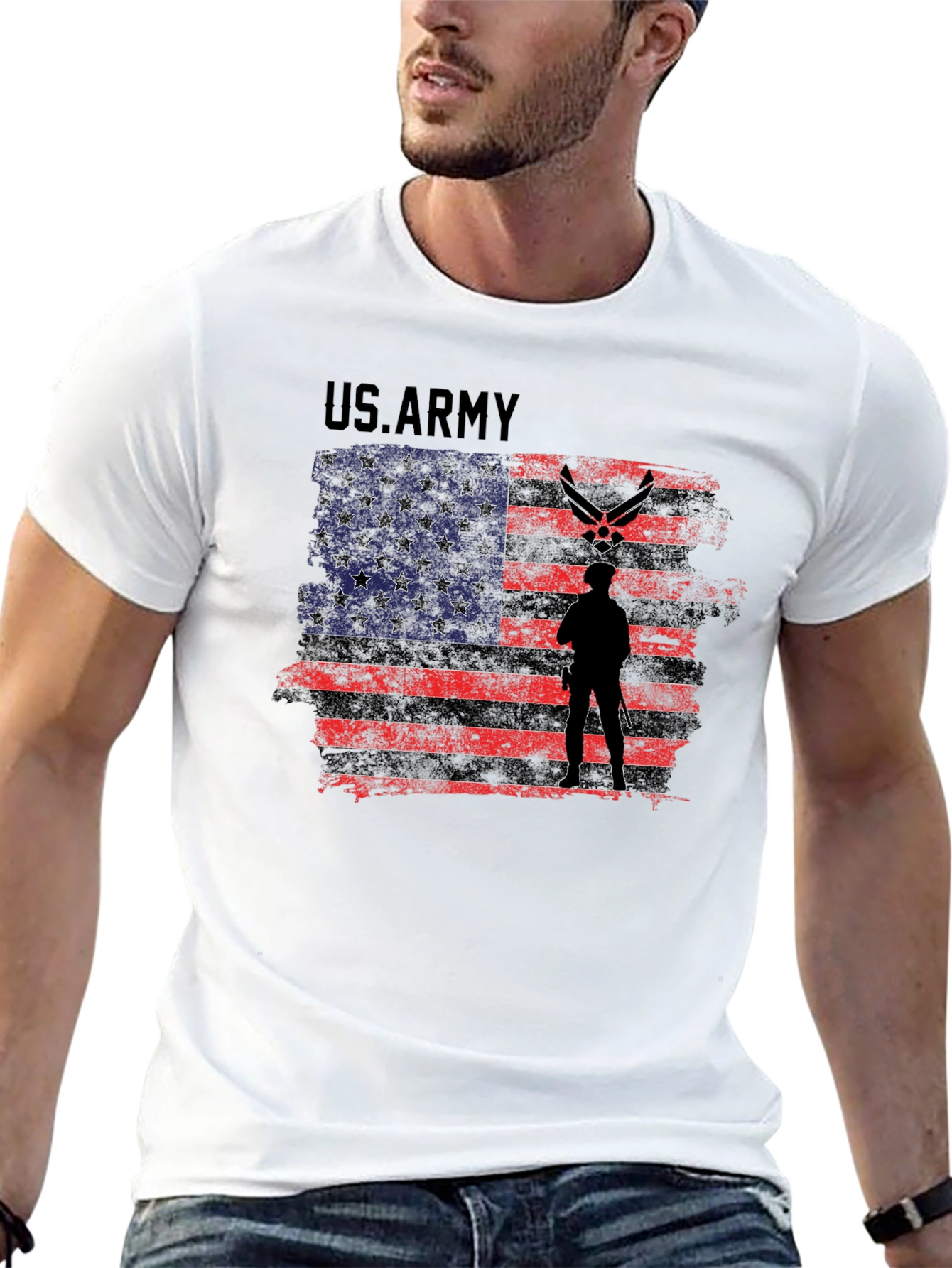 US Army American Flag Graphic T-Shirt