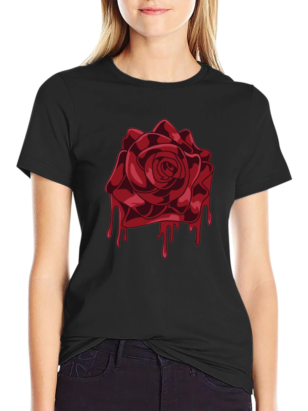 Bleeding Rose Graphic Tee - Mens Black T-Shirt