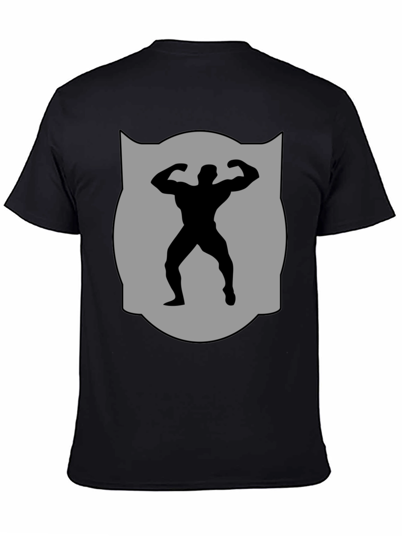 Bodybuilder Silhouette Graphic Tee - Black Cotton Blend