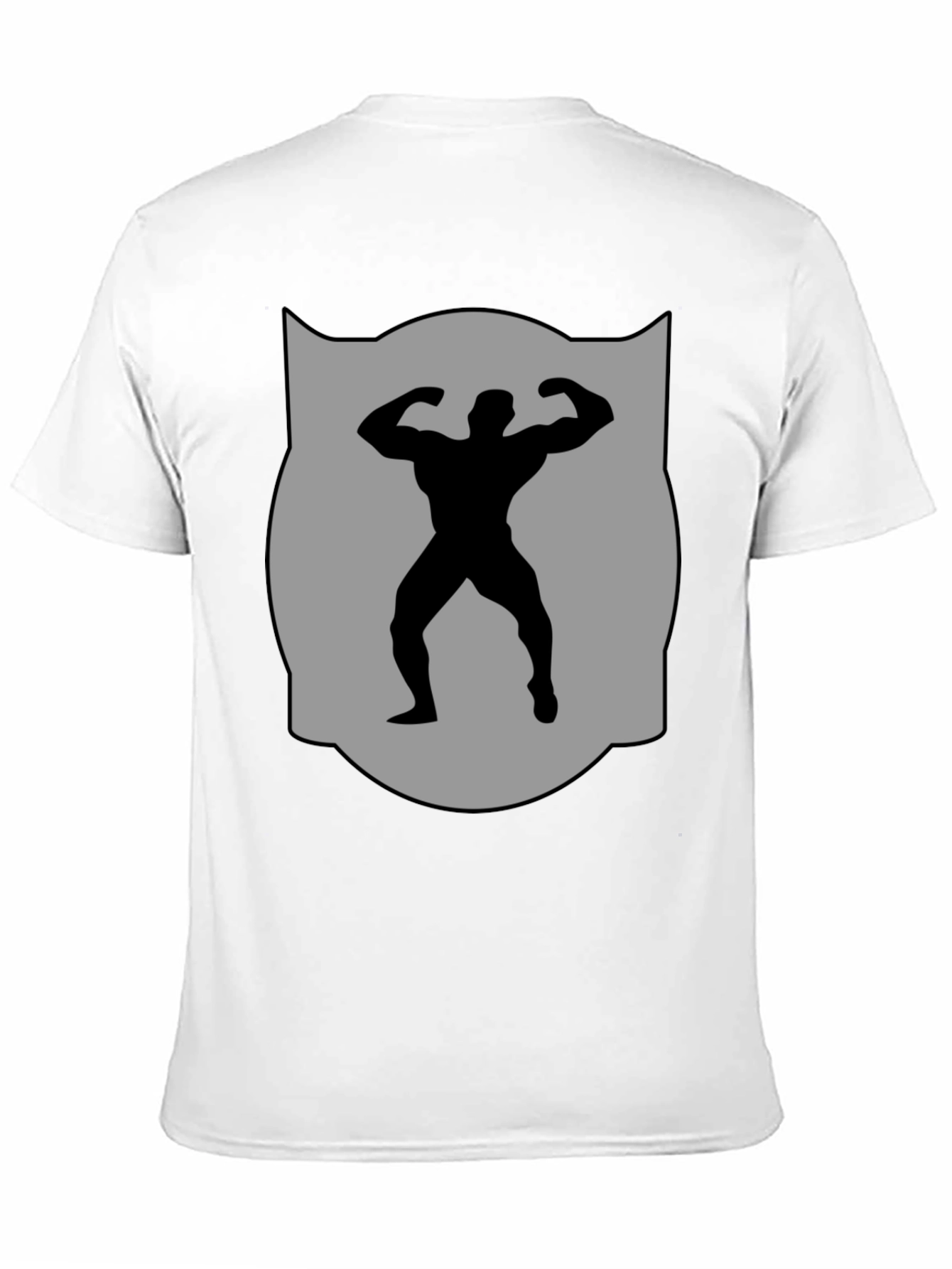 Bodybuilder Silhouette Graphic Tee - Black Cotton Blend