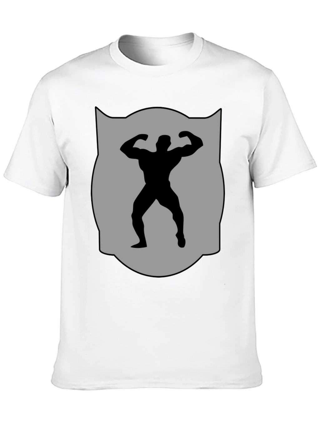 Bodybuilder Silhouette Graphic Tee - Black Cotton Blend