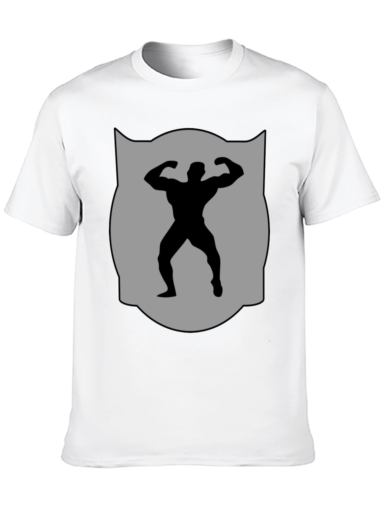 Bodybuilder Silhouette Graphic Tee - Black Cotton Blend