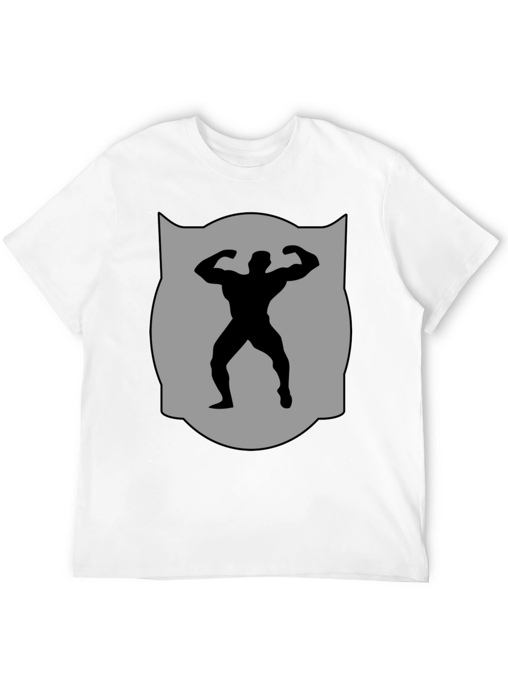 Bodybuilder Silhouette Graphic Tee - Black Cotton Blend
