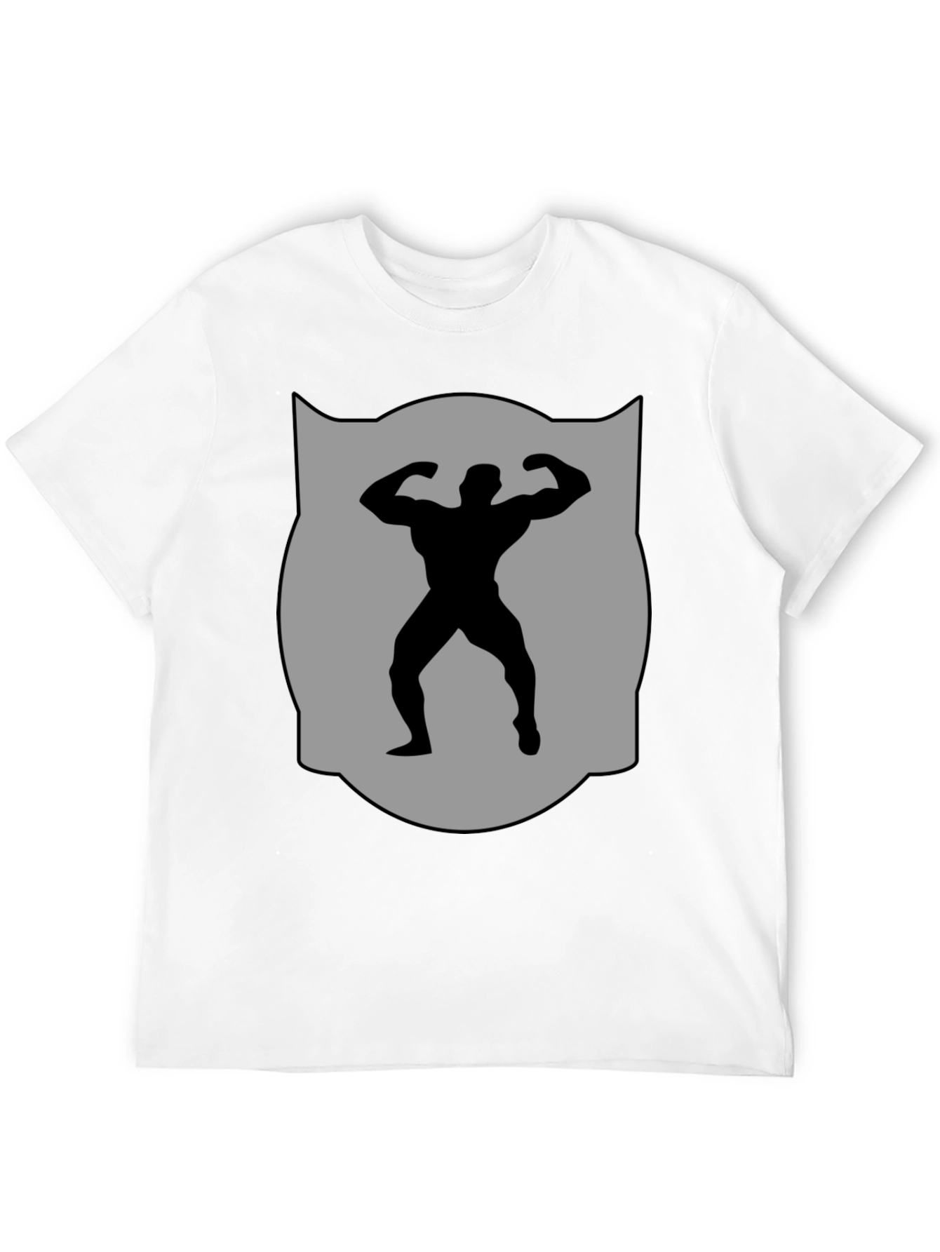 Bodybuilder Silhouette Graphic Tee - Black Cotton Blend