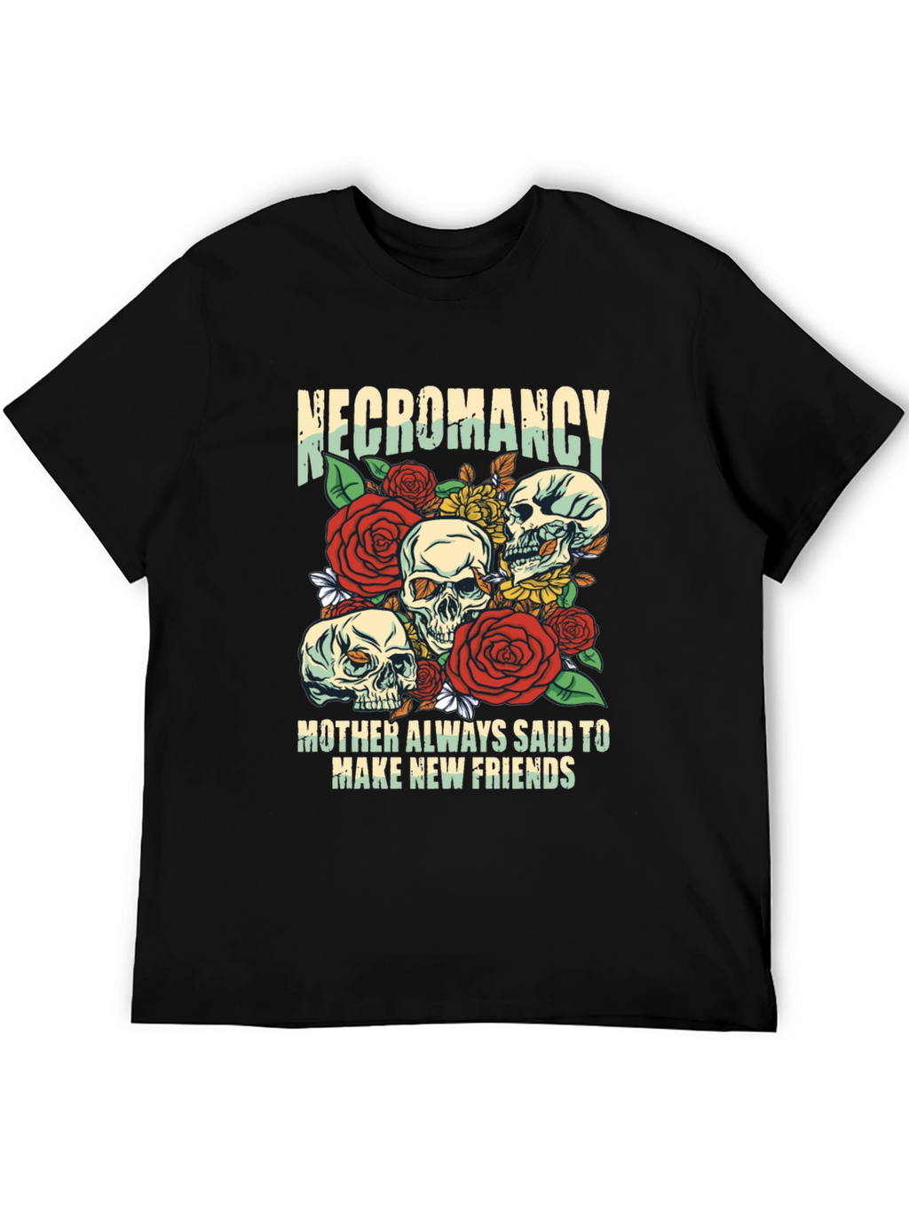 Necromancy Skull Graphic T-Shirt - Make New Friends Tee